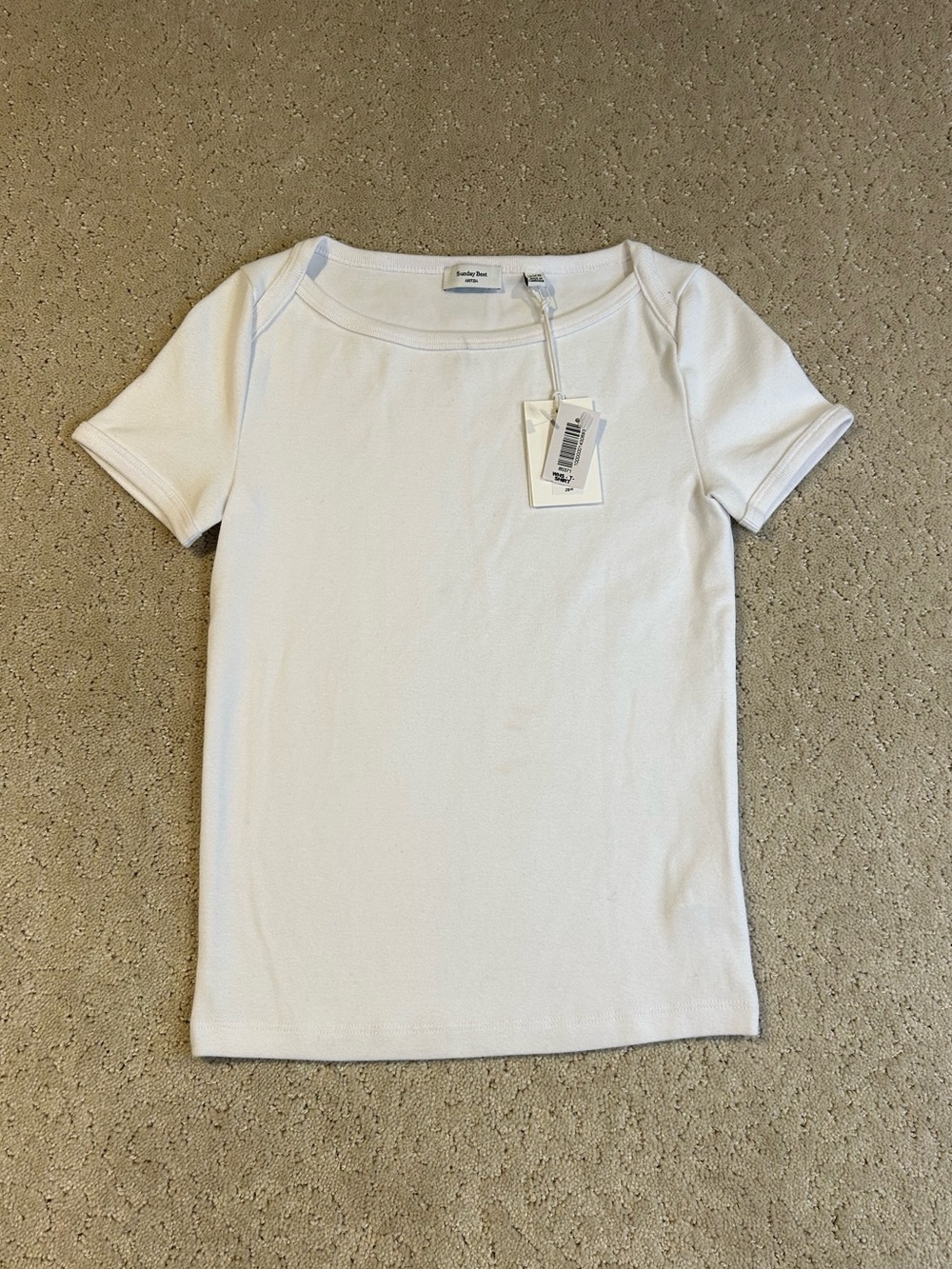 NWT Sunday Best by Aritzia White Cropped T Shirt Size 2XS $28 MSRP
